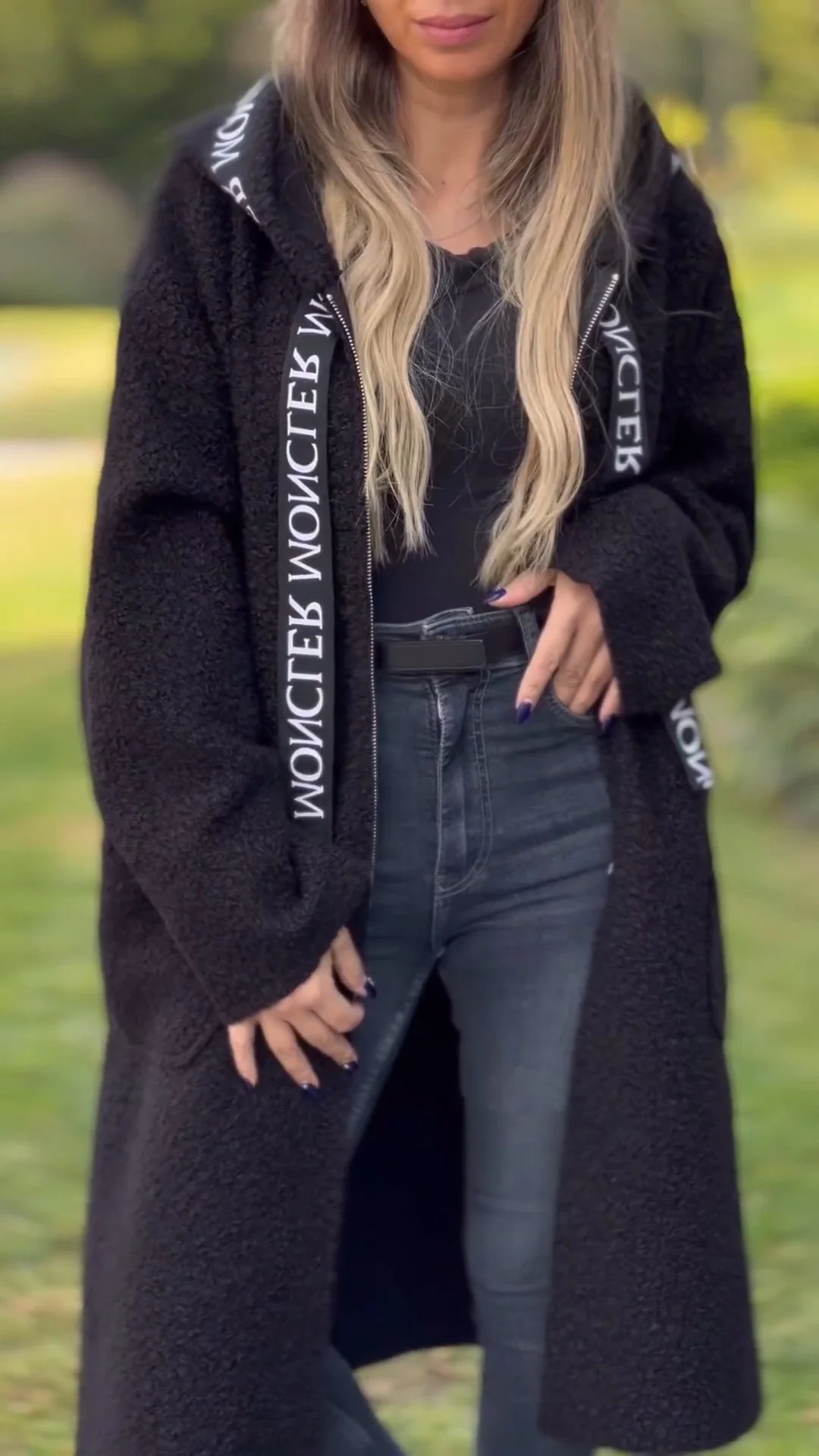 Women's Hooded Lambskin Long-sleeved Coat